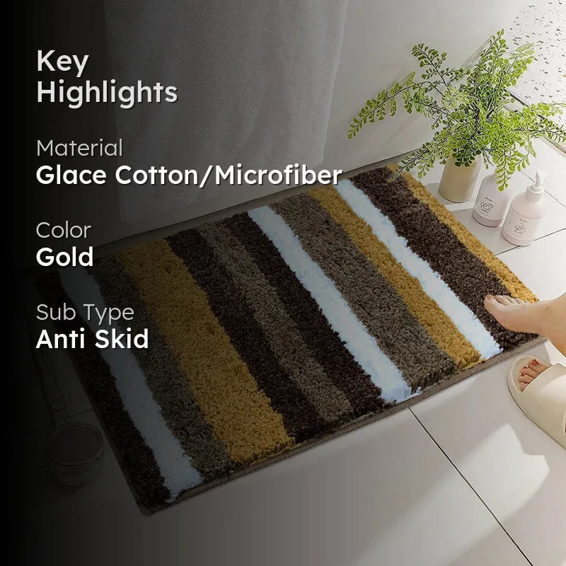 Luxe Stripes Bath Mat - Dull Gold media 2