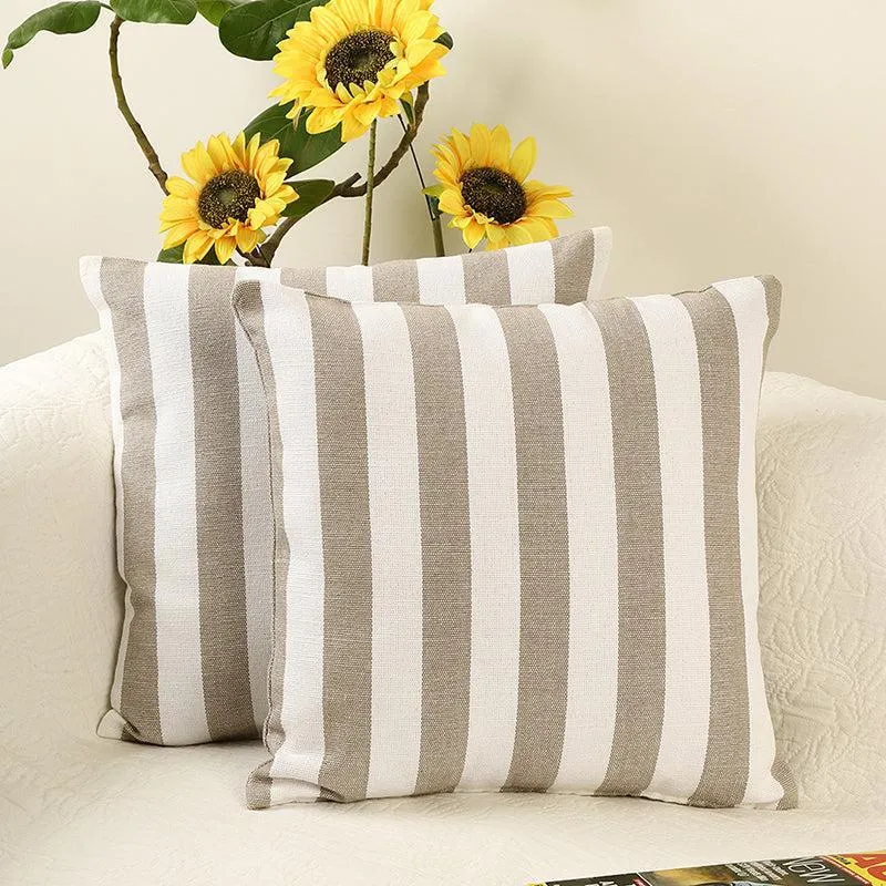 Antheia Cotton Cushion Cover (Beige) - Set Of Two media 2