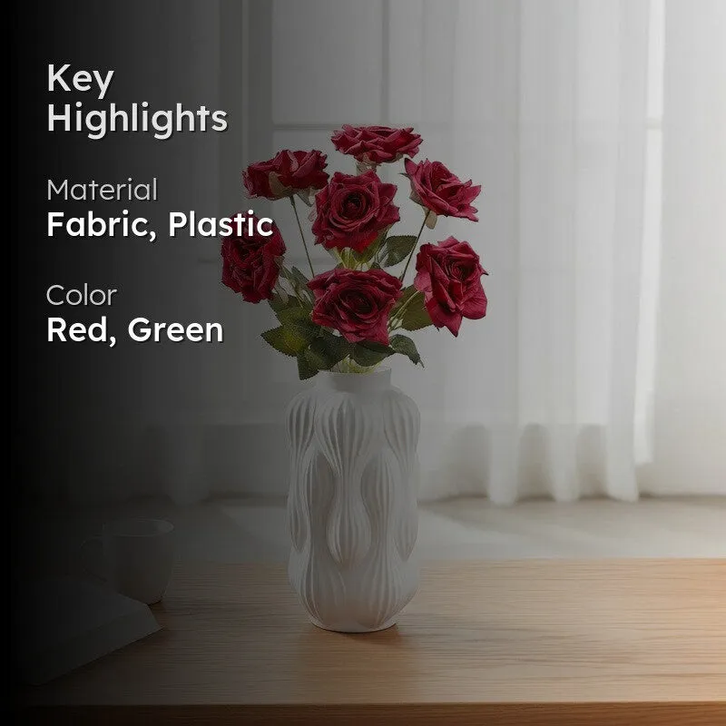 Floraura Rose Fabric Artificial Flower - Red media 2