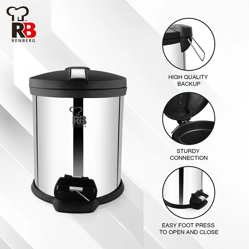 Bergner Silver Step Stainless Steel Pedal Dust Bin - 5000 mL media 6