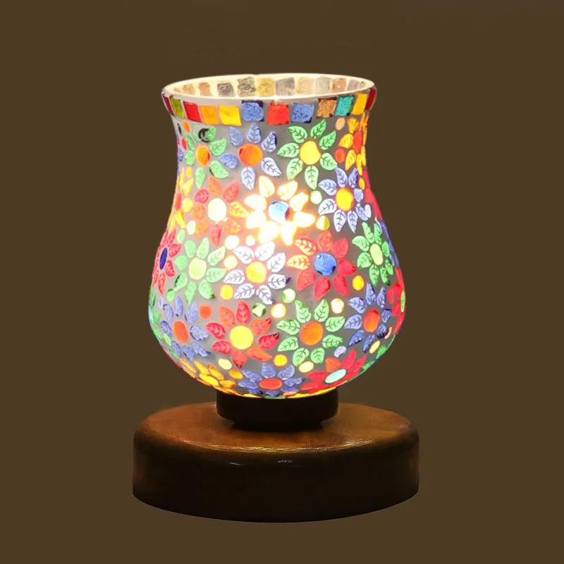 Solene Mosaic Glass Table Lamp With Wooden Base - Multicolor media 6