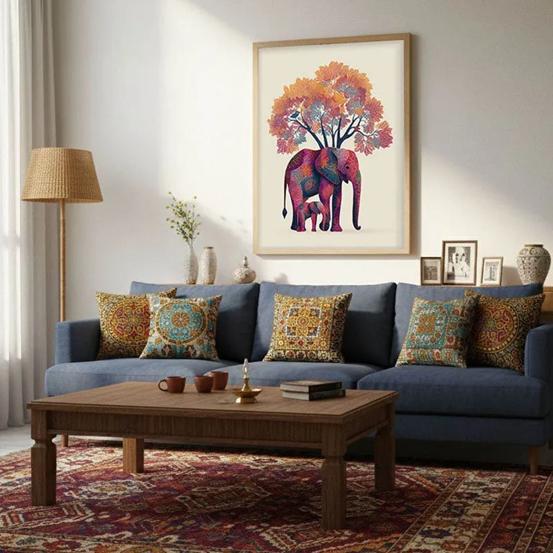 Gajra Canvas Wall Painting With Brown Frame media 7