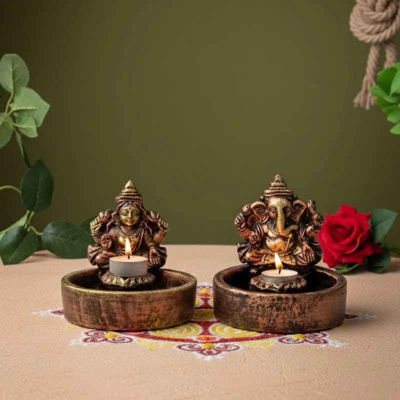 Saffron Divine Diya - Set Of Two media 3