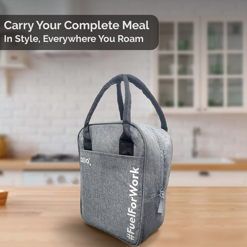 Shapix Polyester Lunch Bag - Black & Grey media 5