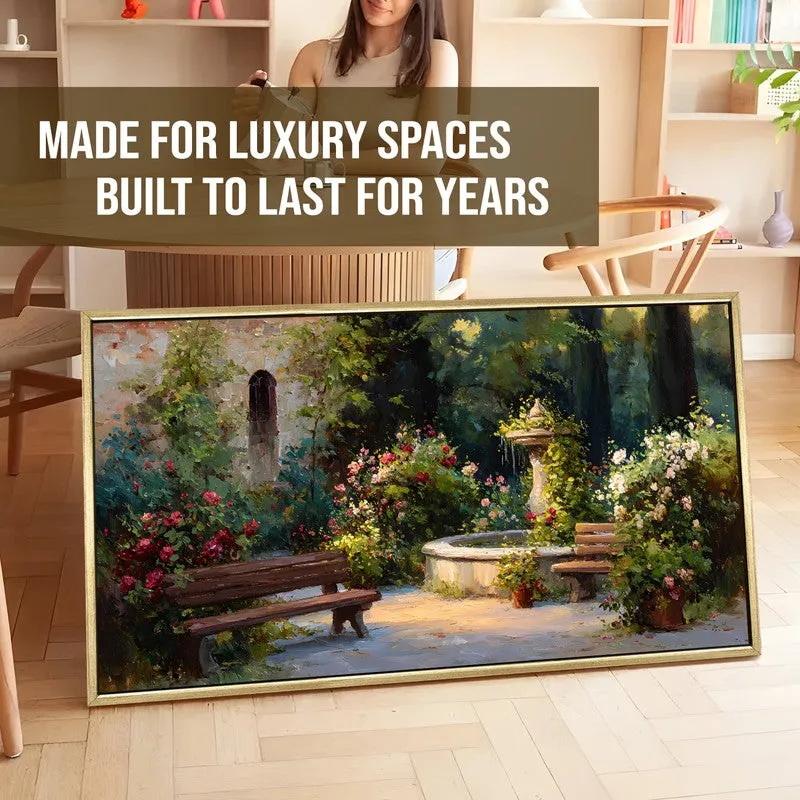 Fountain Reverie Canvas Wall Painting With Frame media 5