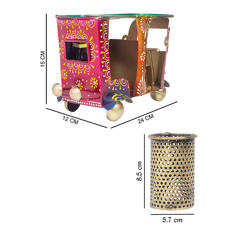 Rickshaw Stationery Holder Cum Clock media 7