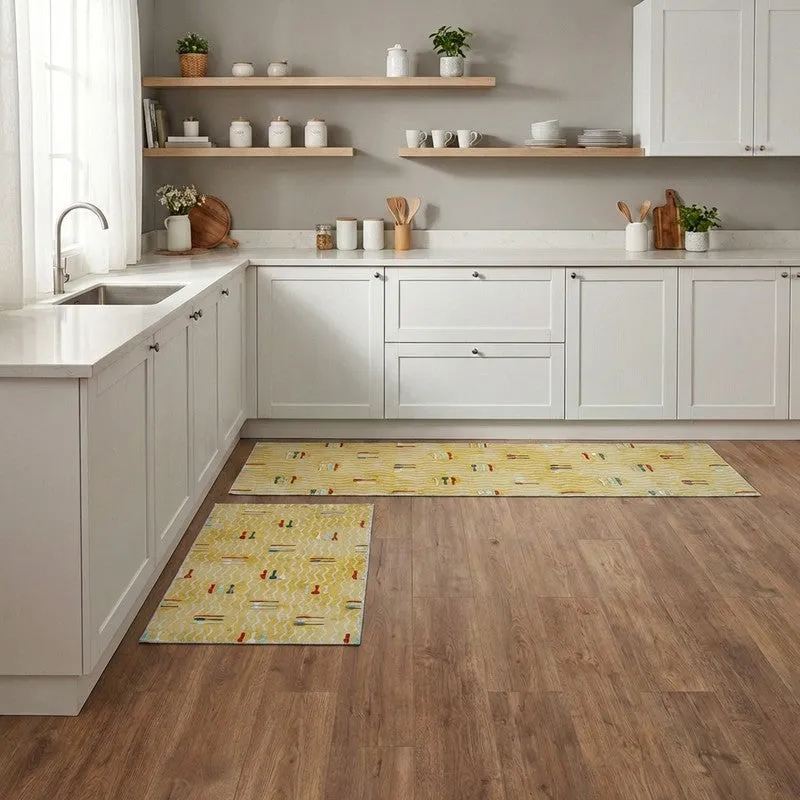 TriFlow Polyester Kitchen Floor Mats (Beige) - Set of Two media 4