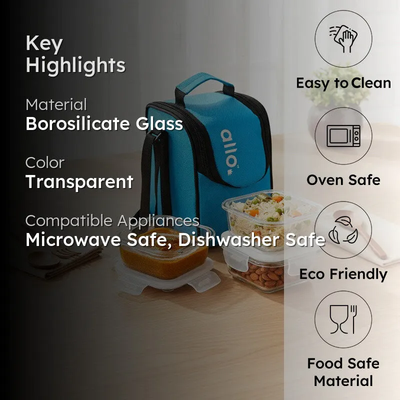 Crunvo Leak Proof Glass Lunch Box (320 mL Each) - Set Of Three media 2