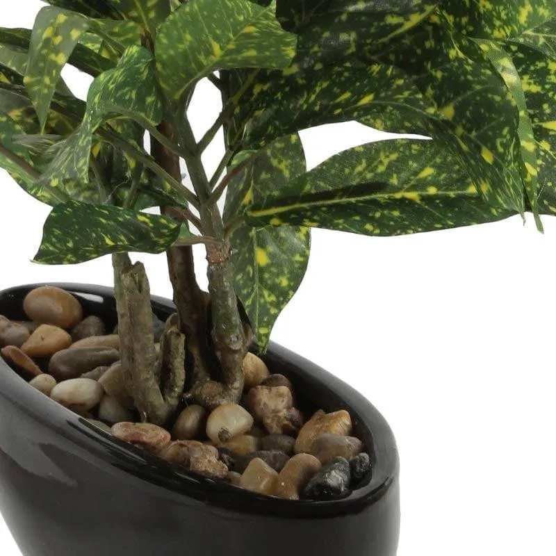 Faux Codiaeum Bonsai In Bowl Pot (29 cms) - Green media 3