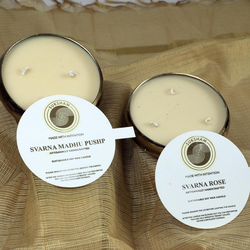 Enchanta Madhupushp and Rose Scented Candle - Set Of Two media 3