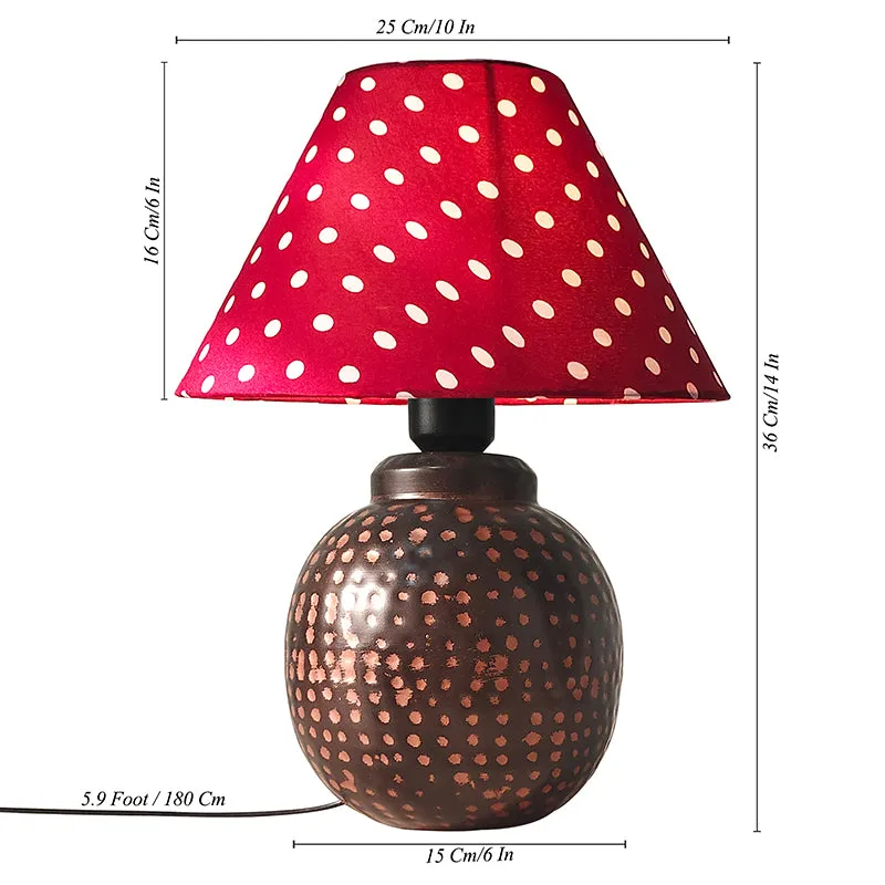 Scarlet Polka Metal Fabric Table Lamp - Red,Brown,White media 5