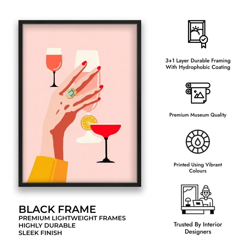 Wineglass Canvas Wall Painting - Black Frame media 9