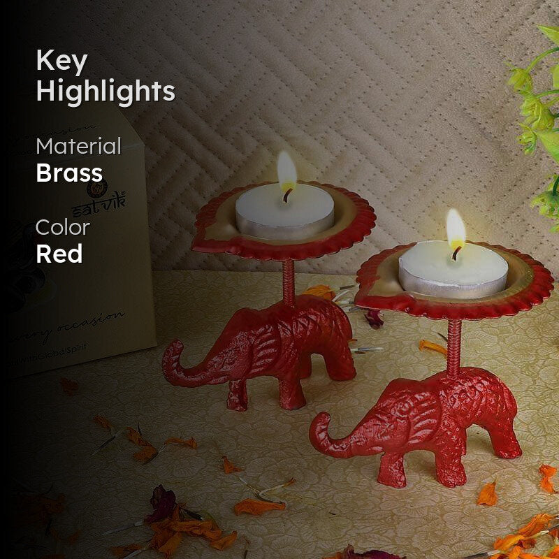 Gajmukut Tealight Candle (Red) - Set Of Two media 2