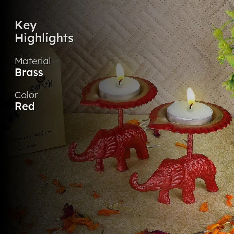 Gajmukut Tealight Candle (Red) - Set Of Two media 2
