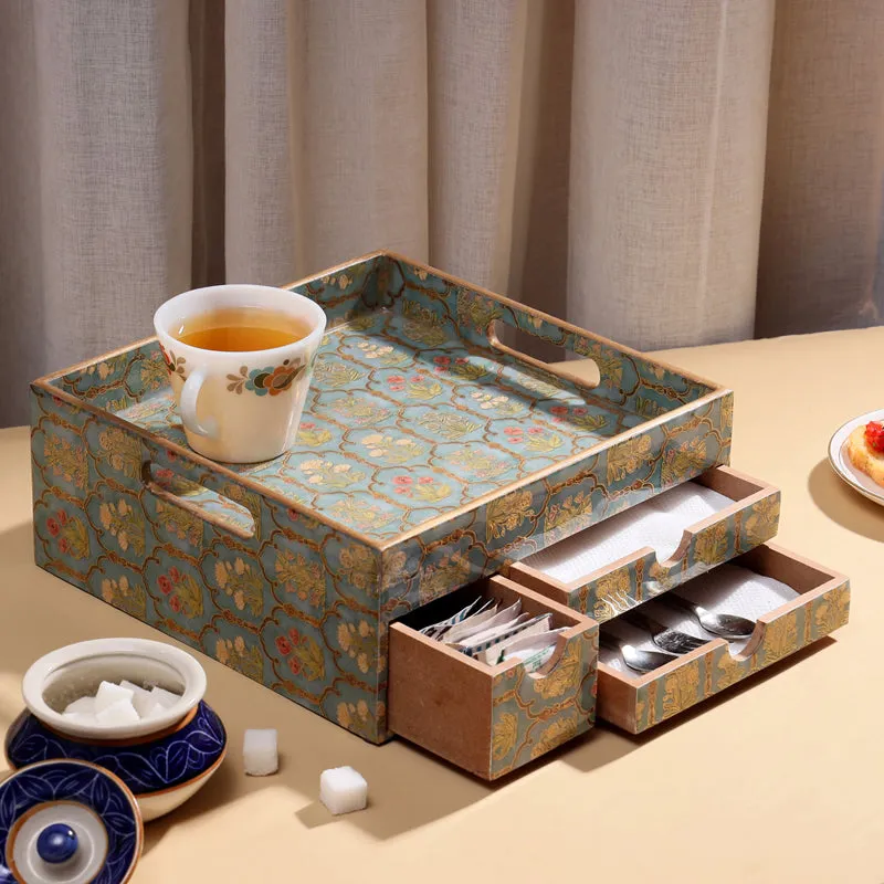 Fleur Jharokha Wood Cutlery Organiser media 1
