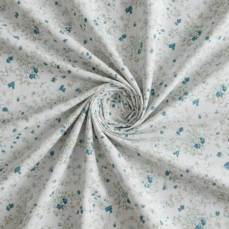 Vishva Floral Cotton Bedsheet (Turquoise) - 180 TC media 5
