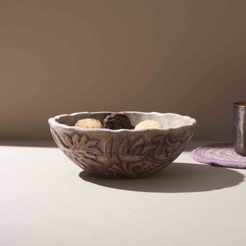Kaisi Handcrafted Mango Wood Serving Bowl - 800 mL media 5