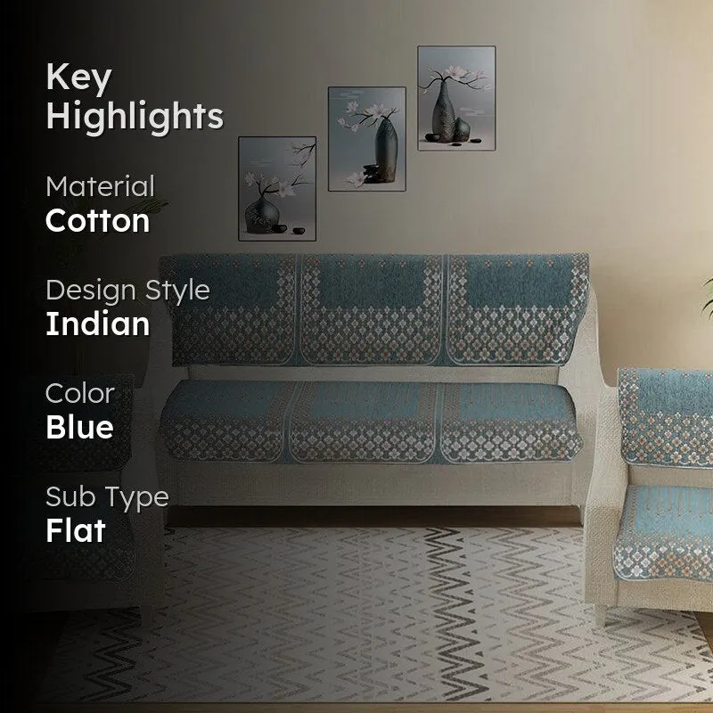 Emsy Cotton Sofa Cover - Turquoise Blue media 2