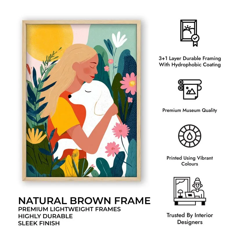 Verdant Hug Canvas Wall Painting - Brown Frame media 10