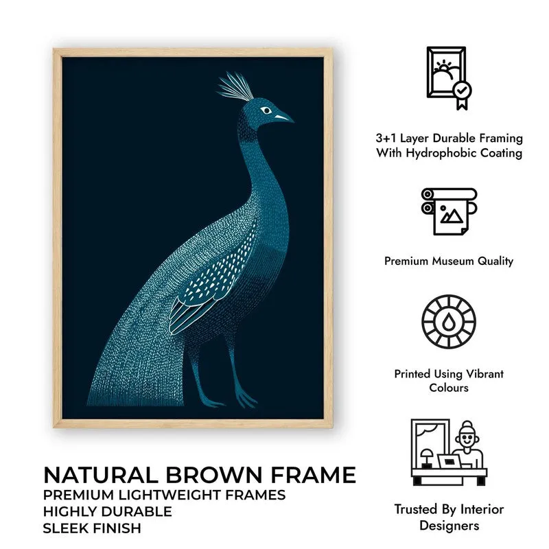 Peaceful Peacock Folk Art Canvas Wall Painting With Brown Frame media 12