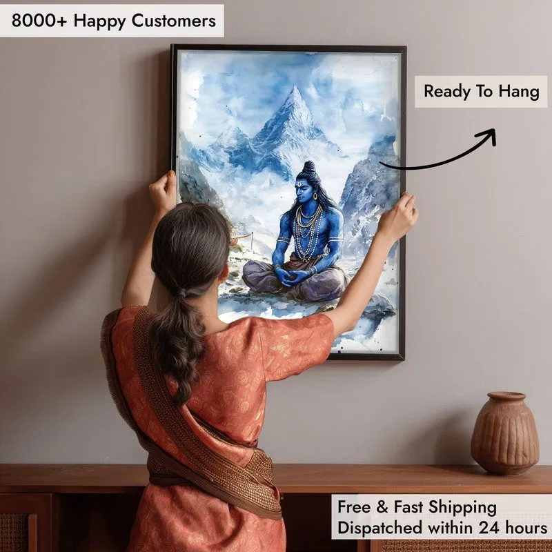 Aadhishankara Spiritual Archival Paper Wall Painting With Frame - Black media 6