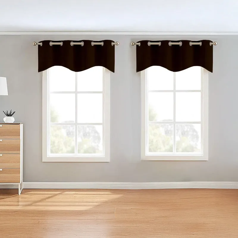 Vienna Pleated Curtain Valance (Cocoa Brown) - Set Of Two media 1
