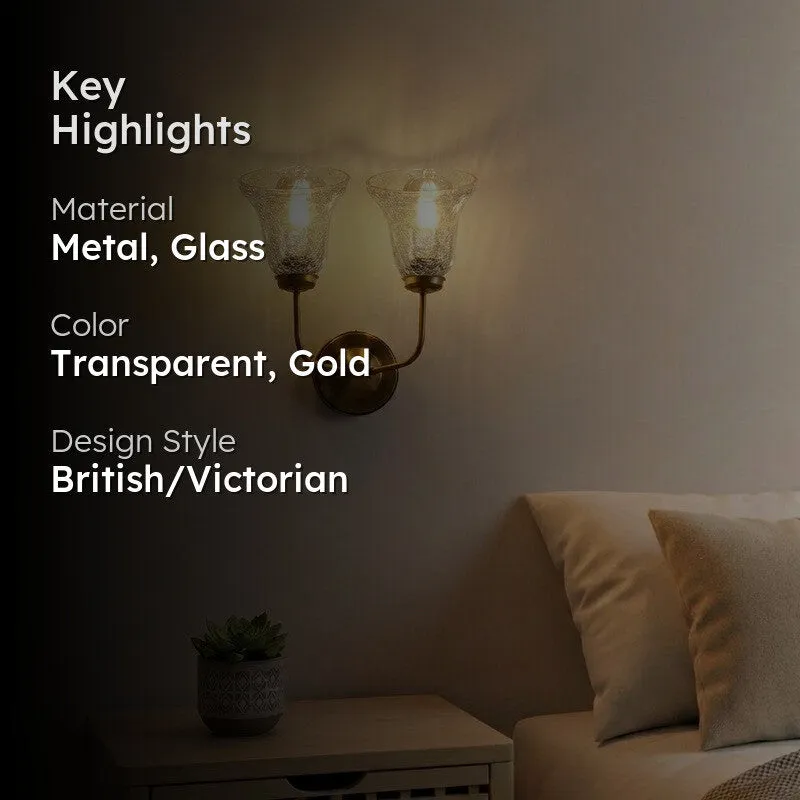Crystal Lattice Twin-Bell Glass Wall Lamp media 2