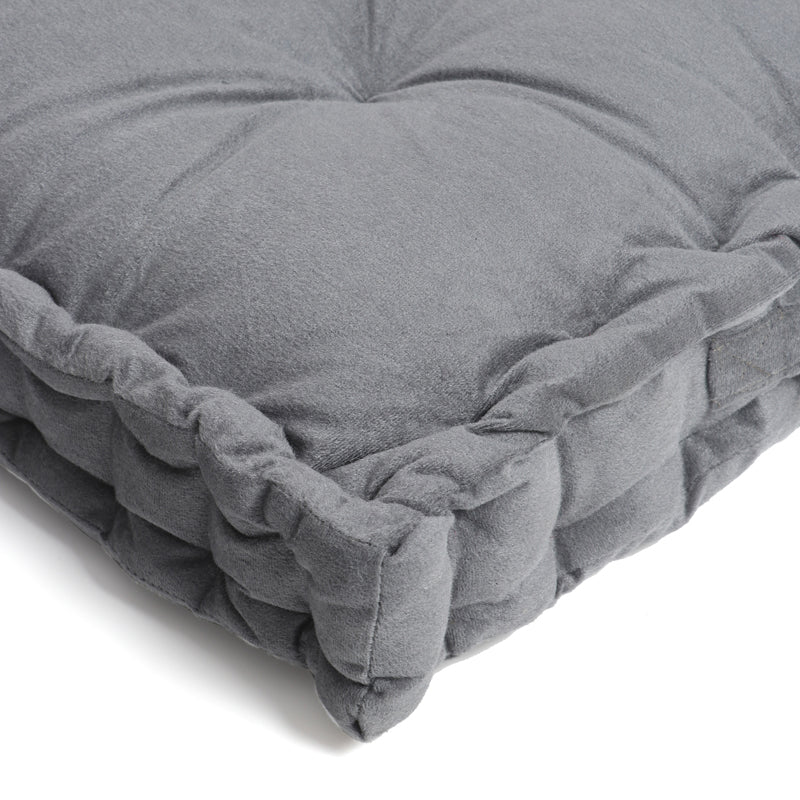Thera Velvet Cotton Floor Cushion (Grey) - Set Of Two media 3