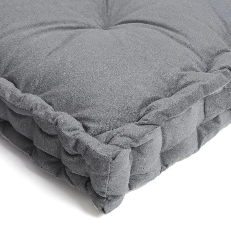 Thera Velvet Cotton Floor Cushion (Grey) - Set Of Two media 3