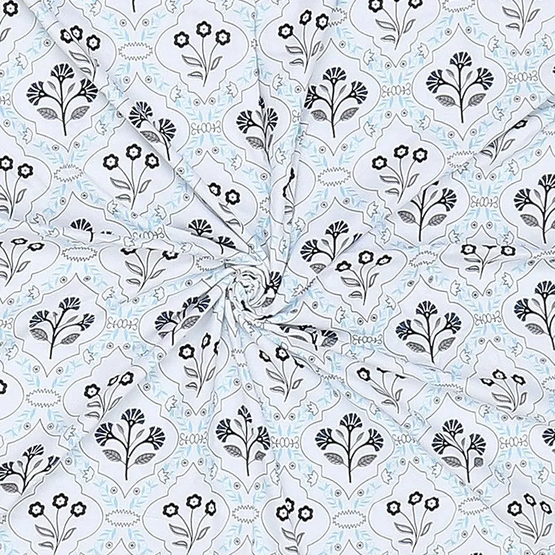 Monte Carlo Petaluxe Floral Polycotton Reversible Dohar (Light Blue) - 150 GSM media 6