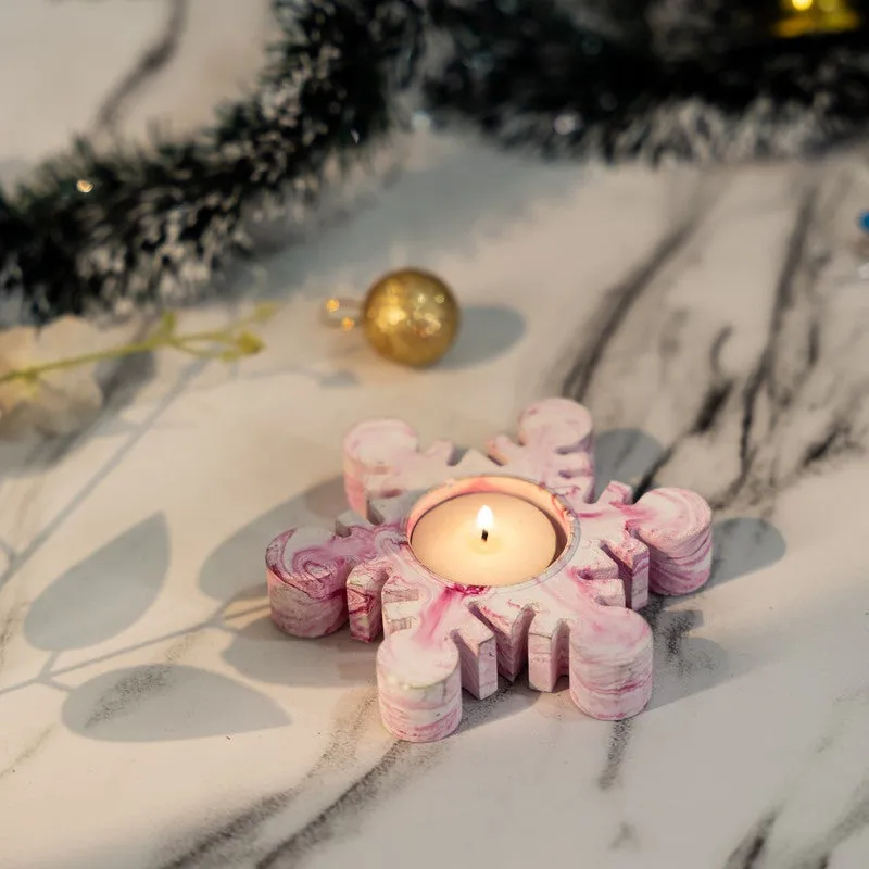 Frosty Tealight Candle Holder - Pink,White media 3
