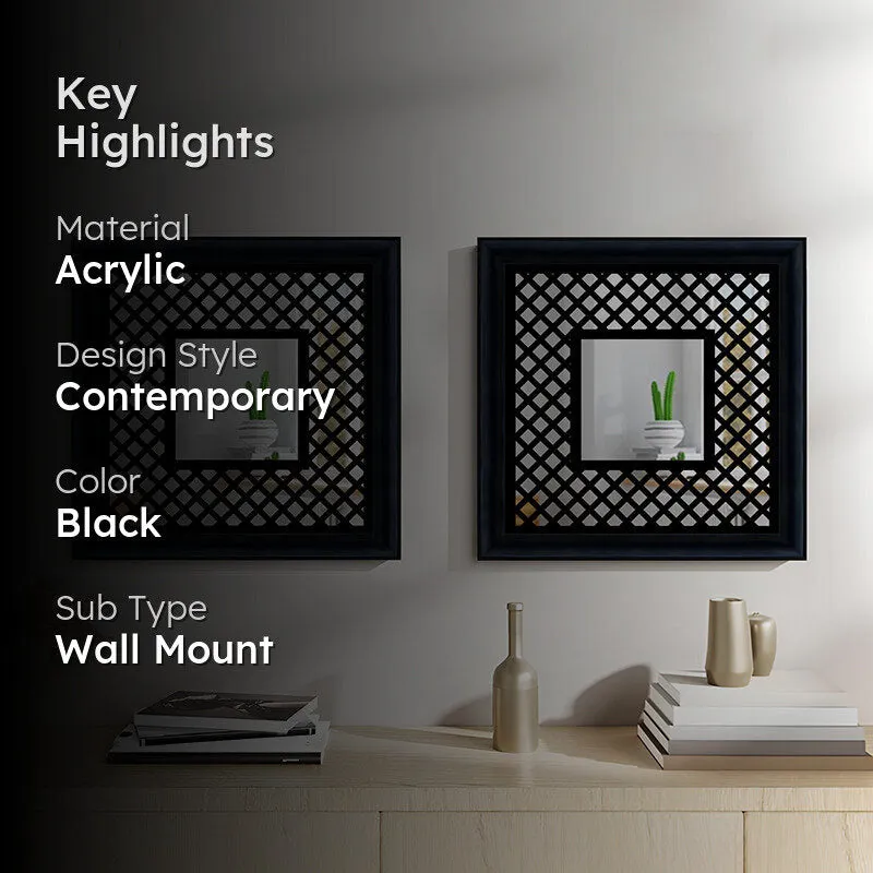 Jharokha View Decorative Wall Mirror (Black) - Set Of Two media 2