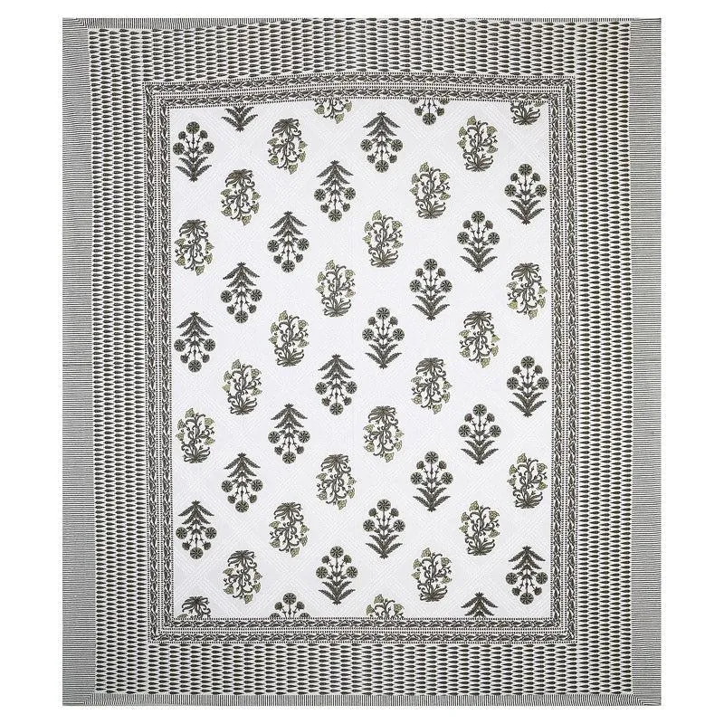 Brynn Floral Cotton Bedsheet (Olive Green) - 160 TC media 3
