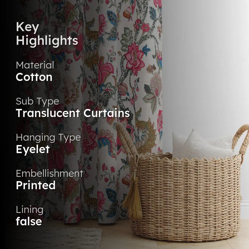 Mivaana Floral Curtain - Pink media 2