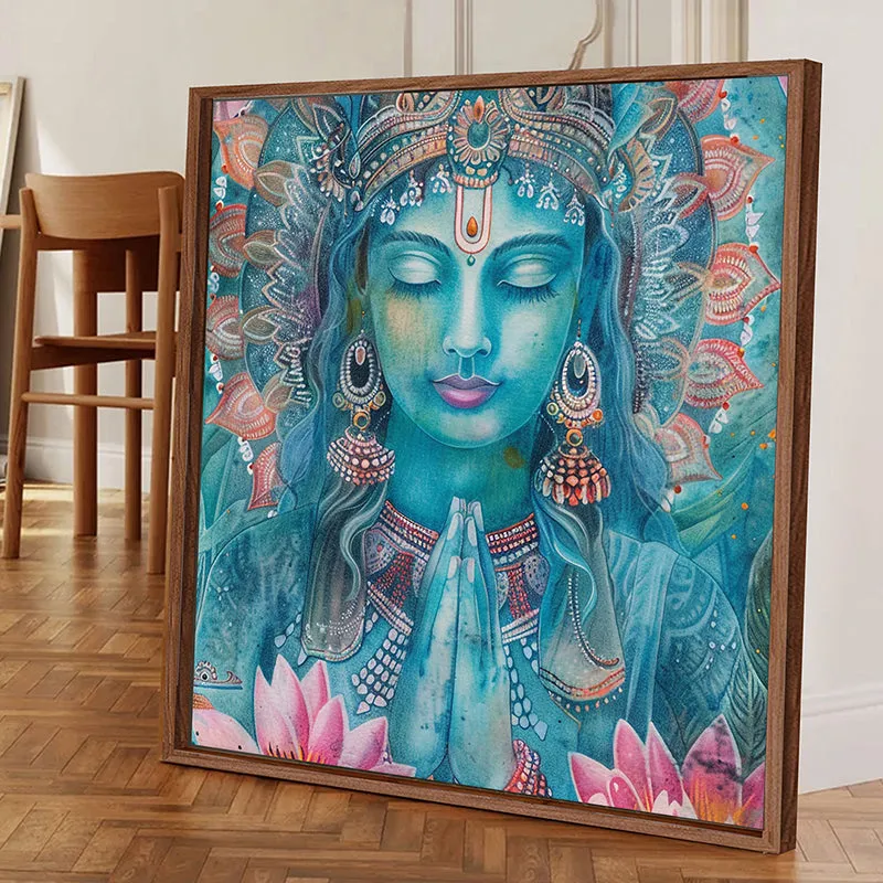 Azure Prayers Wall Art With Frame - Brown media 2
