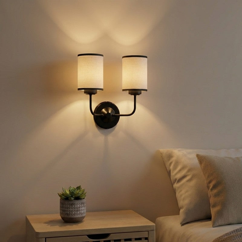 OrganicGlow Duo Jute Wall Lamp - White