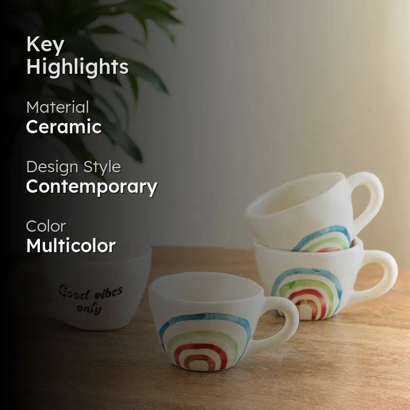 Rainbow Ceramic Tea Cup (220 mL Each) - Set Of Four media 2