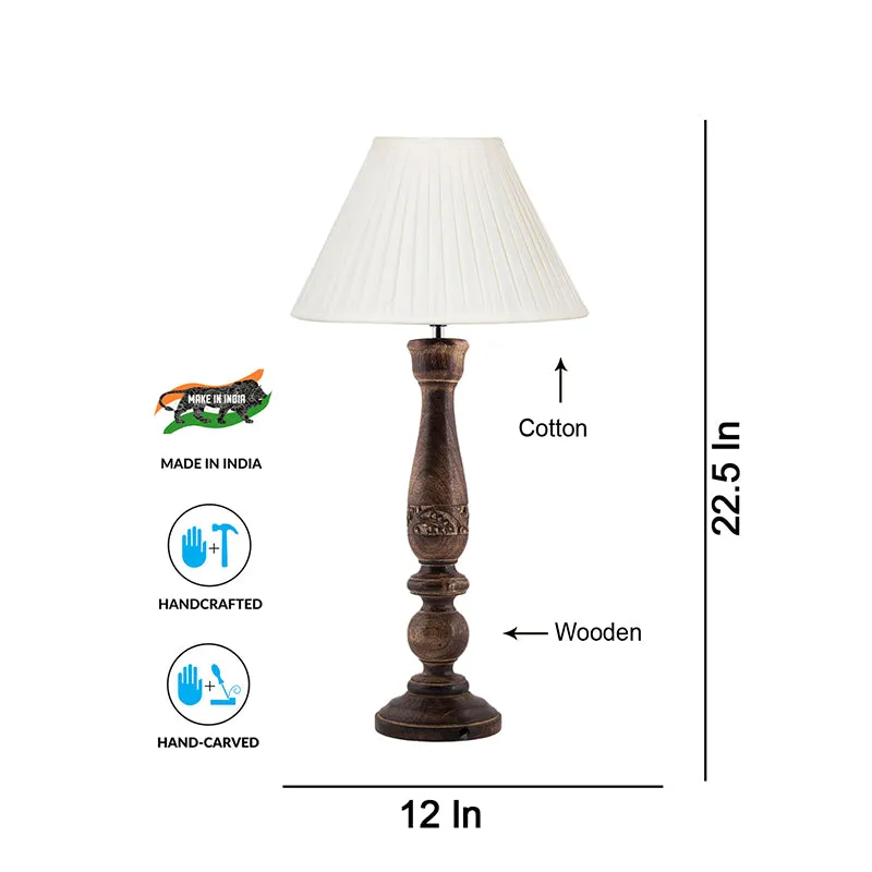 Nihara Ray Wooden Fabric Table Lamp - Beige,Brown media 4