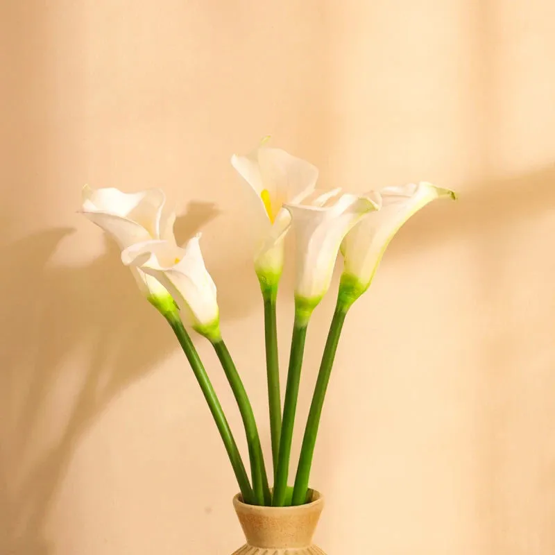 Artificial Realistic Calla Lily Flower Stick (White) - Set Of Five media 1