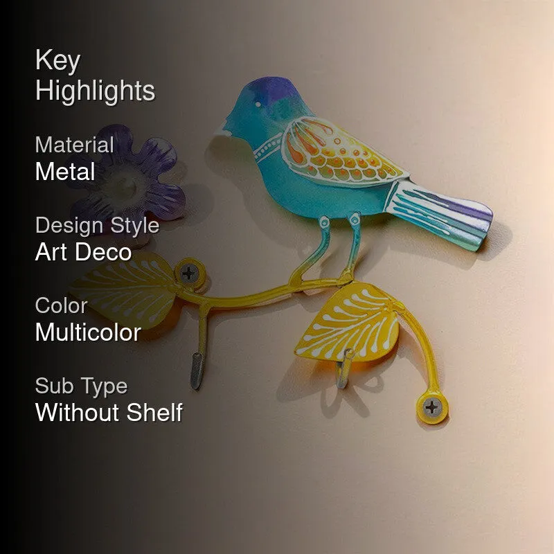 Bird Bliss Handpainted Key Holder - Blue & Gold - 2
