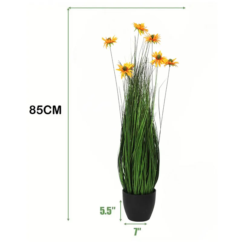 Allena Artificial Allium Grass With Black Plastic Pot - 2.8 Feet media 6