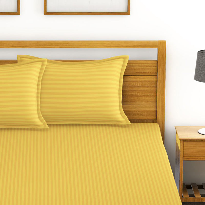 Hilton Cotton Bedsheet (Golden Yellow) - 210 TC media 4