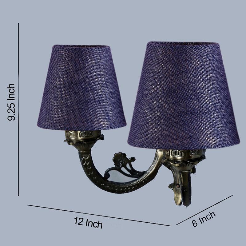Vintage Conical Duo Fabric & Metal Wall Lamp - Blue media 4