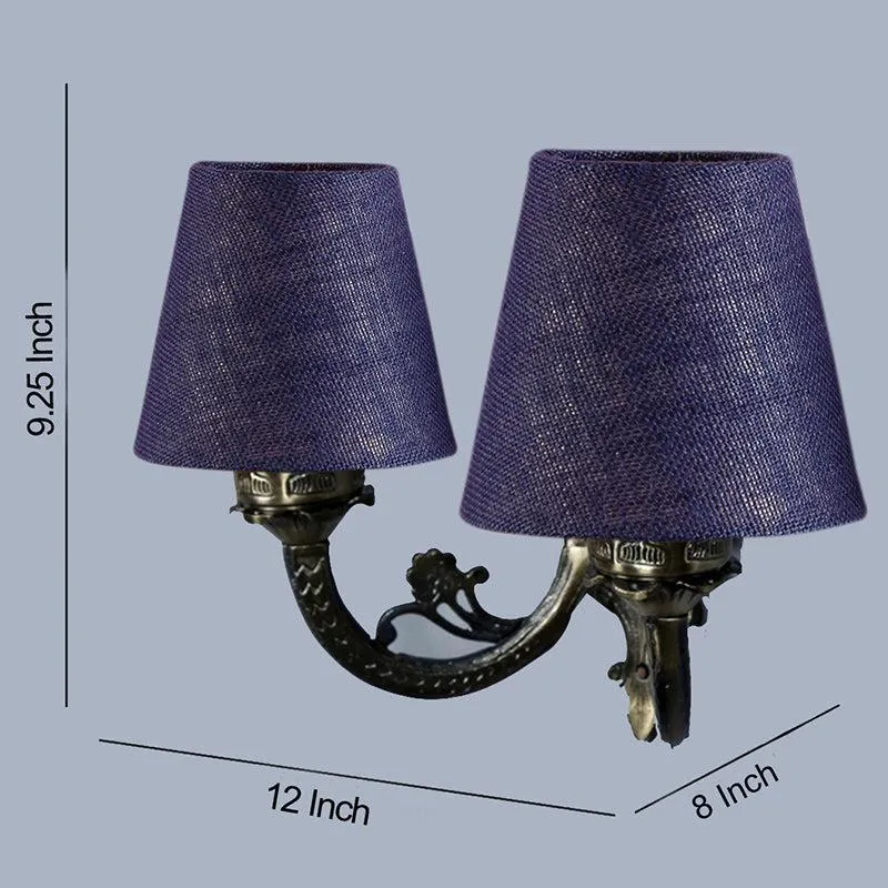 Vintage Conical Duo Fabric & Metal Wall Lamp - Blue media 4