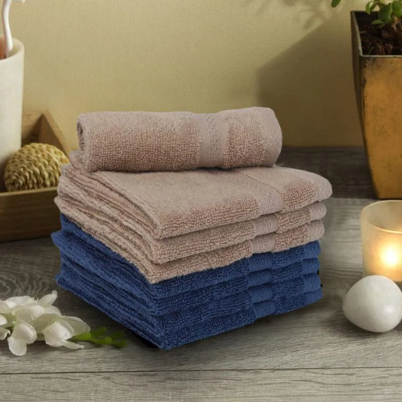Miorah Face Towel (Beige & Blue) - Set Of Eight media 1