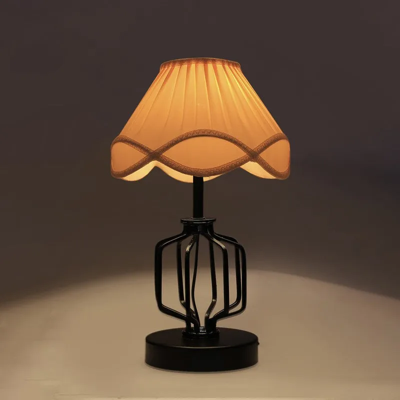 Vividwave Cotton Table Lamp With Wooden Base - Ivory media 6