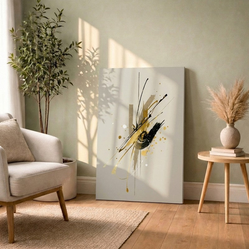 Fluid Form Gold Accent Canvas Wall Art