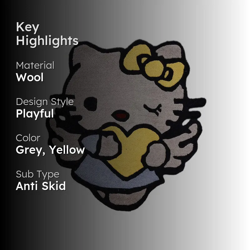 Hello Kitty Wool Carpet - Grey,Yellow media 2