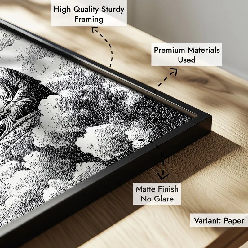 Buddha In Clouded Serenity II Wall Painting With Black Frame media 8
