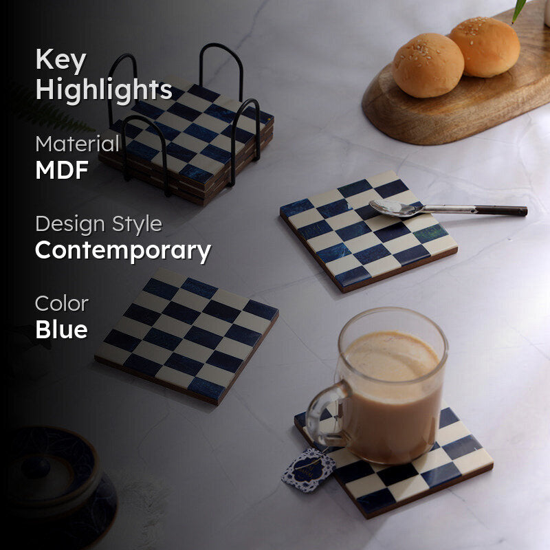 Checkers MDF Coaster - Seven Piece Set media 2